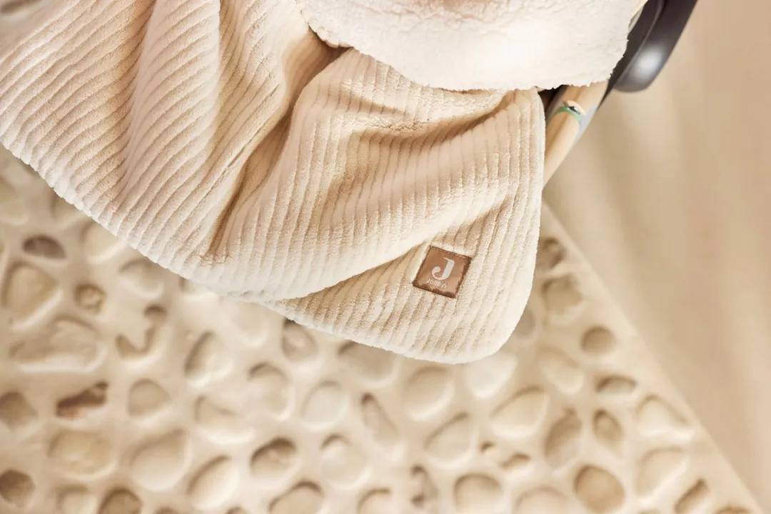 Jollein Voetenzak voor Autostoel & Kinderwagen - Cloudy Rib - Katoen - 42x82cm - Oatmeal