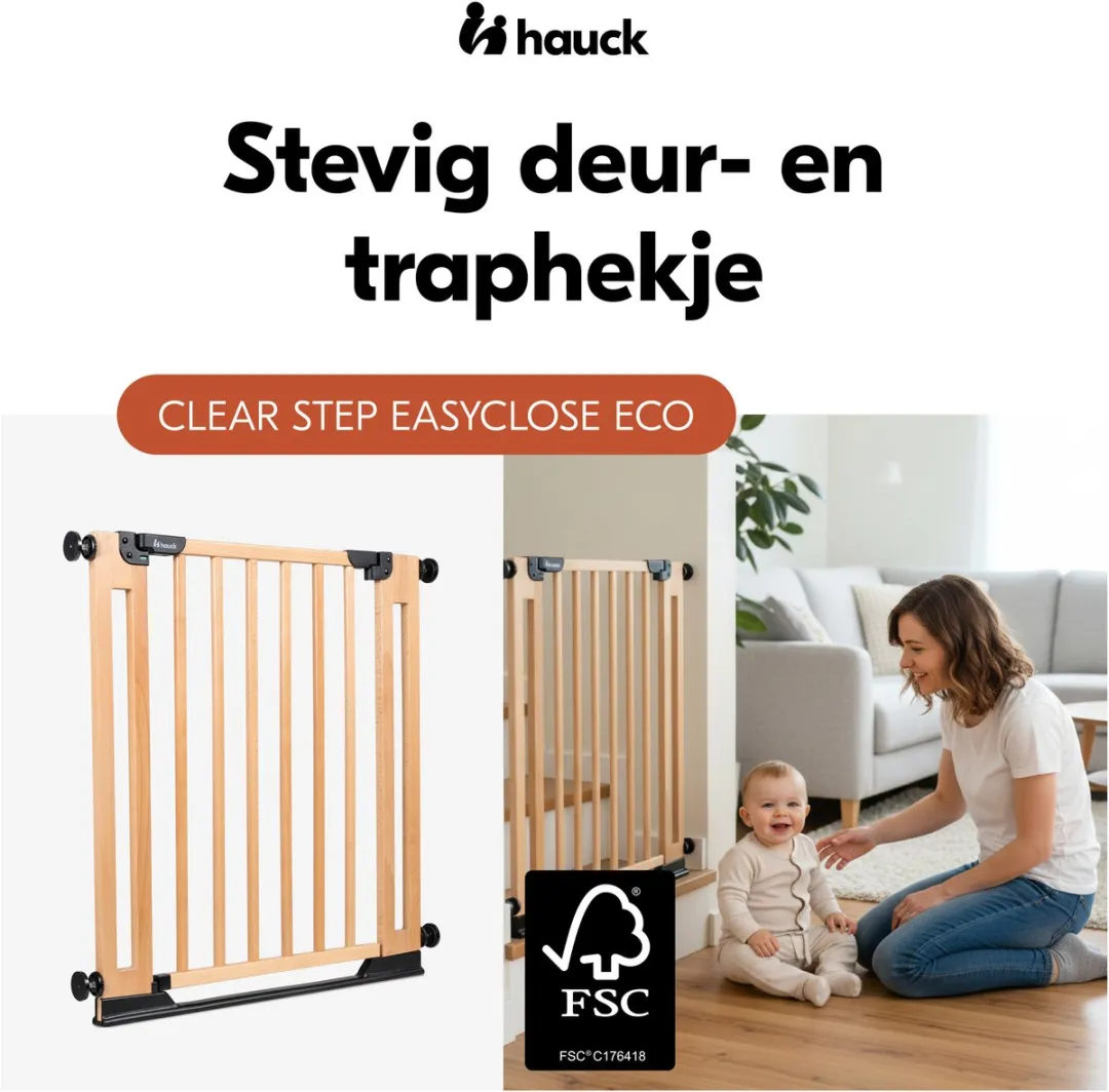 Hauck Clear Step Easyclose Eco Deur- en Traphekje Beech