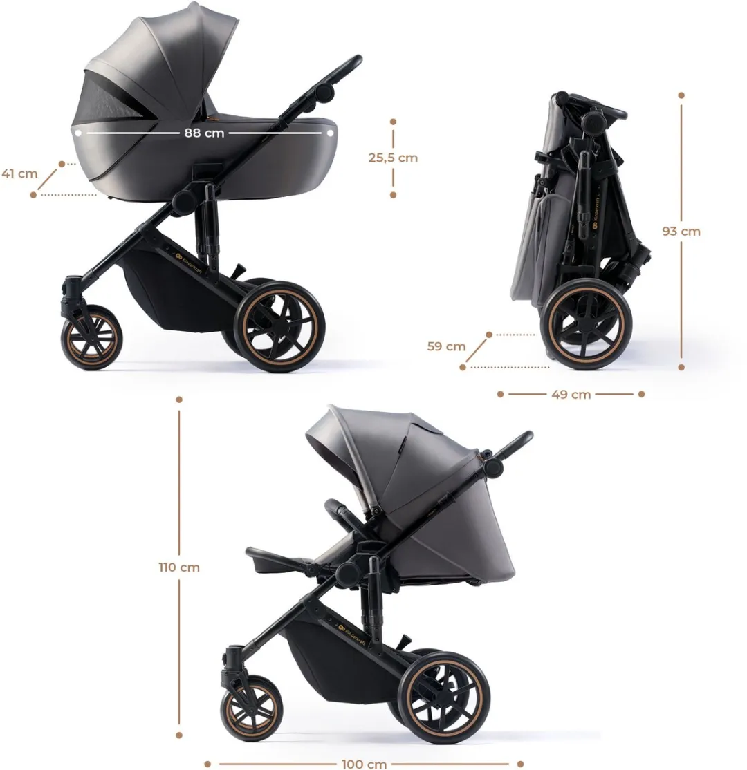 KinderKraft PRIME 2 PRO 3-in-1 Kinderwagen - Grijs