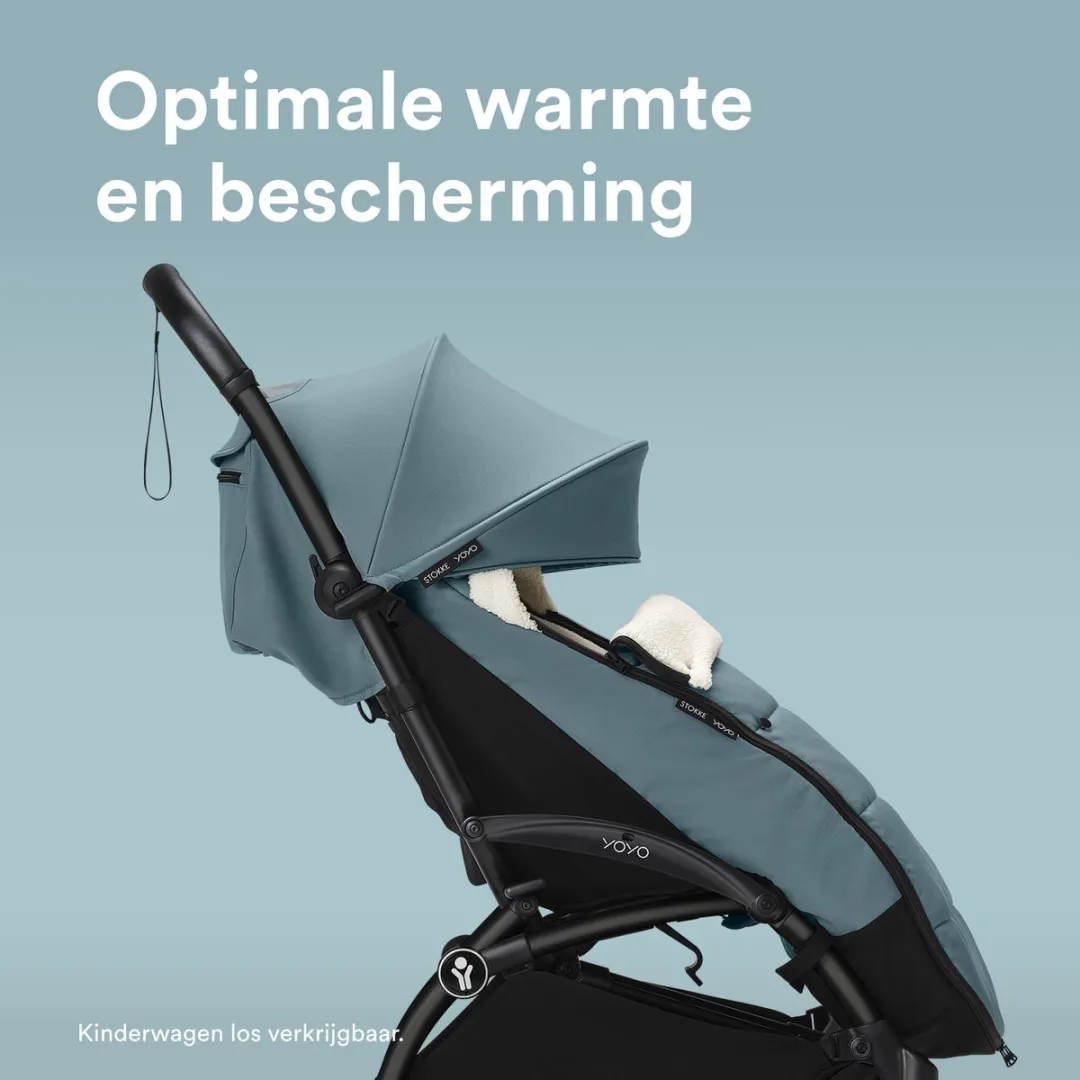 Stokke YOYO Voetenzak Aqua - Sherpa-voering met trekkoord