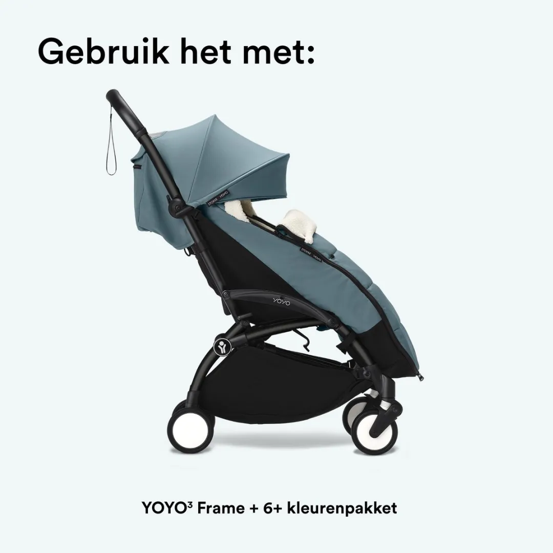 Stokke YOYO Voetenzak Aqua - Sherpa-voering met trekkoord
