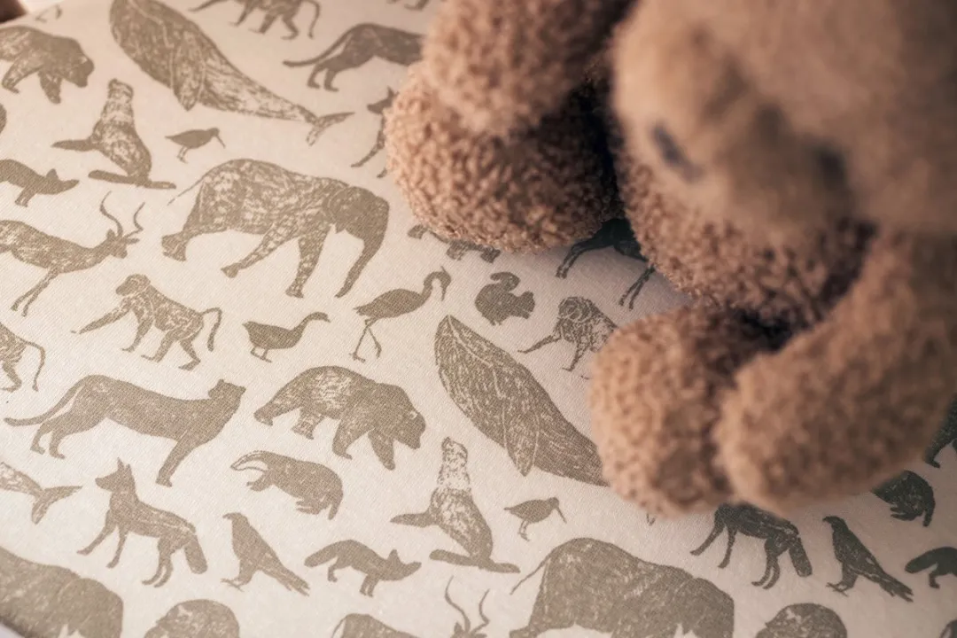 Jollein Hoeslaken Jersey Animals Olive Green 70x140cm