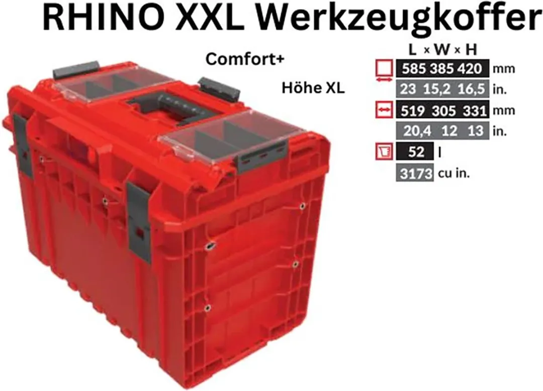 Toolbrothers RHINO XXL Gereedschapskoffer 52L - Rood - IP66 - afbeelding 4 van 6