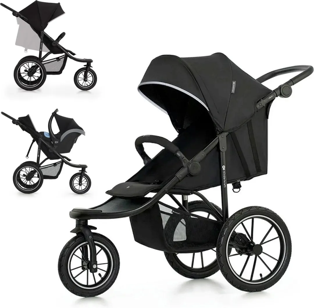 KinderKraft HELSI 2 Wandelwagen - 3 Opblaasbare Wielen - Zwart