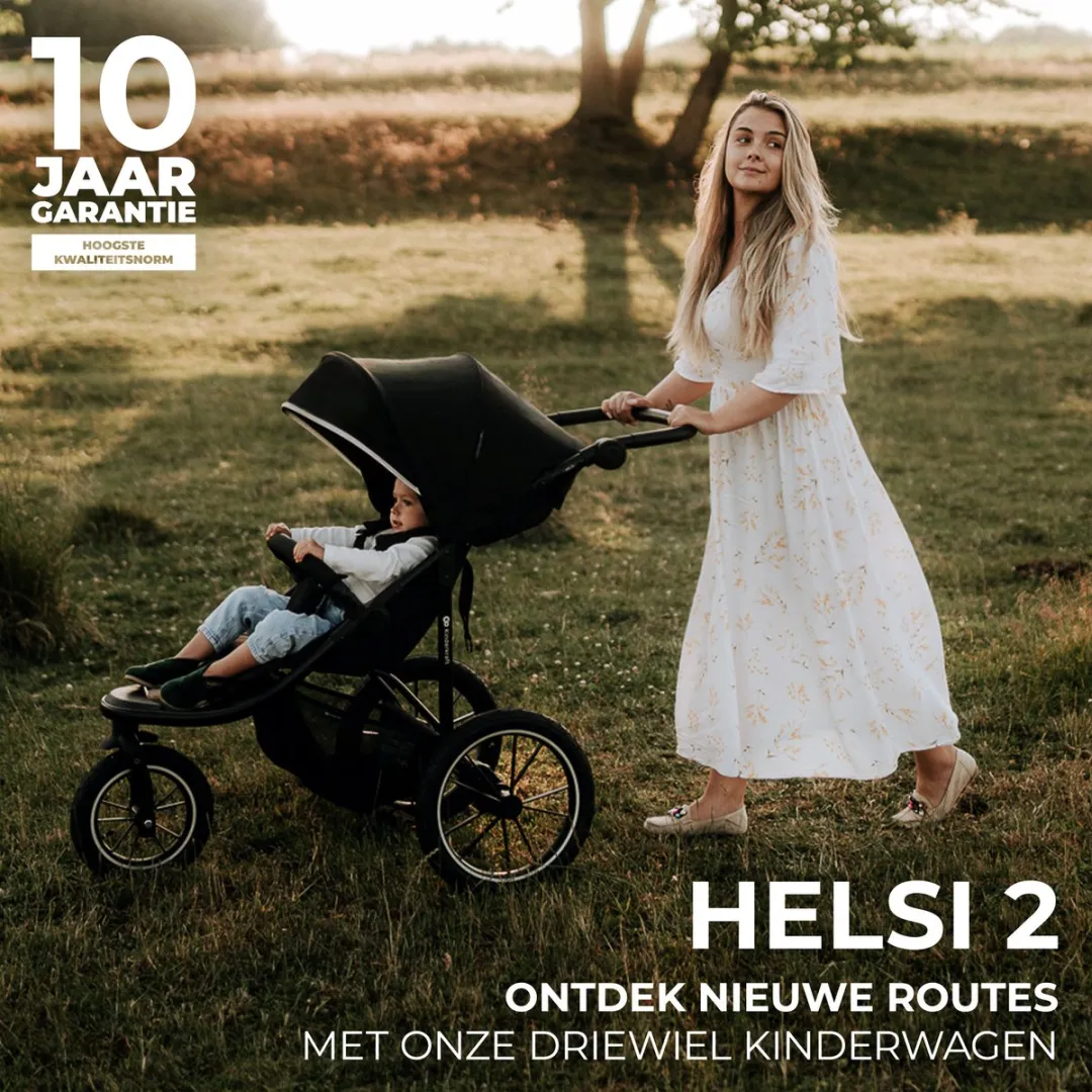 KinderKraft HELSI 2 Wandelwagen - 3 Opblaasbare Wielen - Zwart