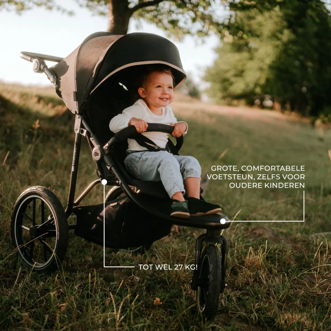 KinderKraft HELSI 2 Wandelwagen - 3 Opblaasbare Wielen - Zwart
