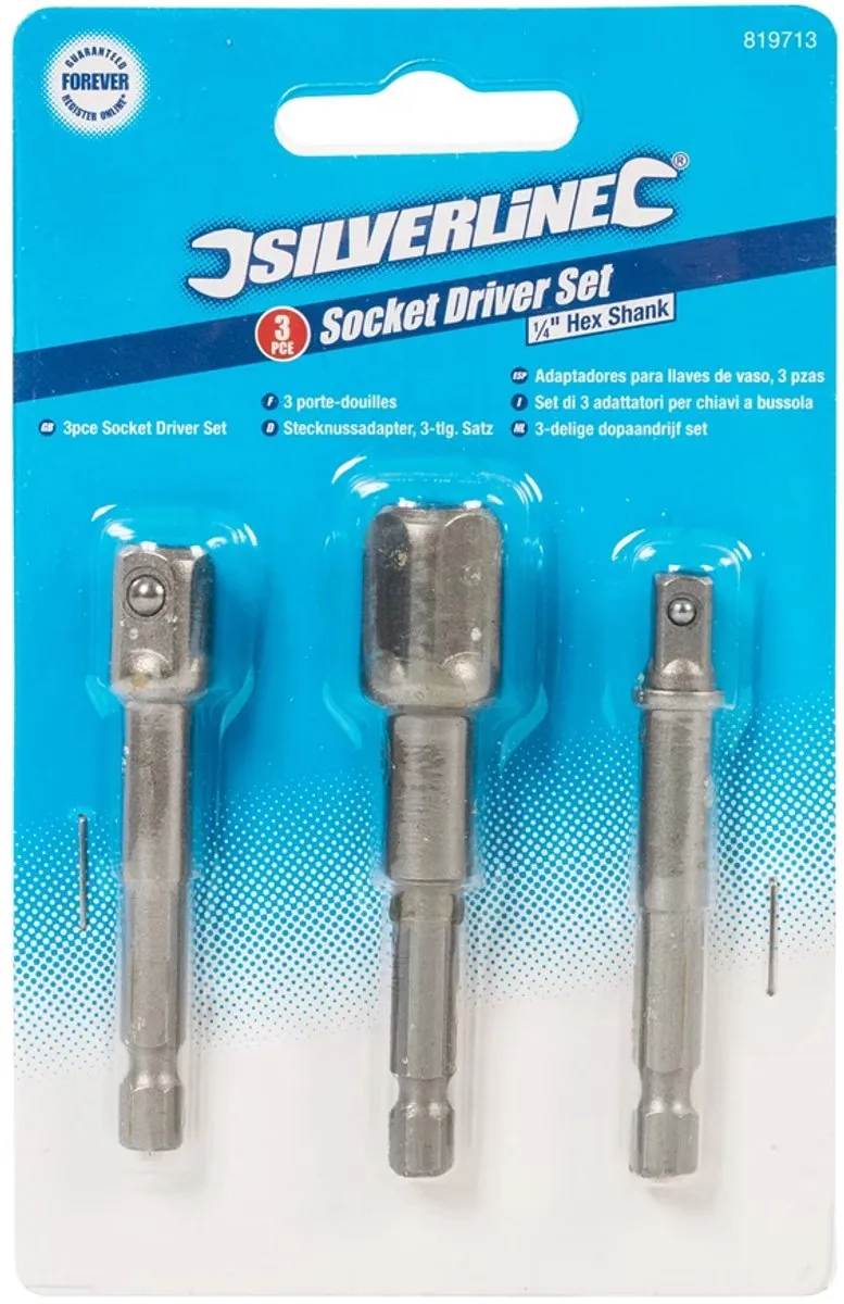 Silverline Doppenset 3-delig 1/4 3/8 1/2