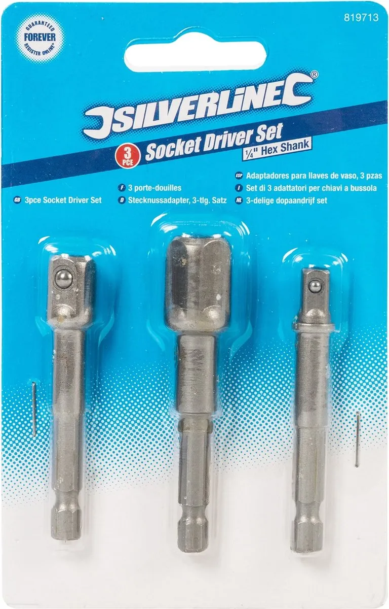 Silverline Doppenset 3-delig 1/4 3/8 1/2 - Chroom Vanadium Staal