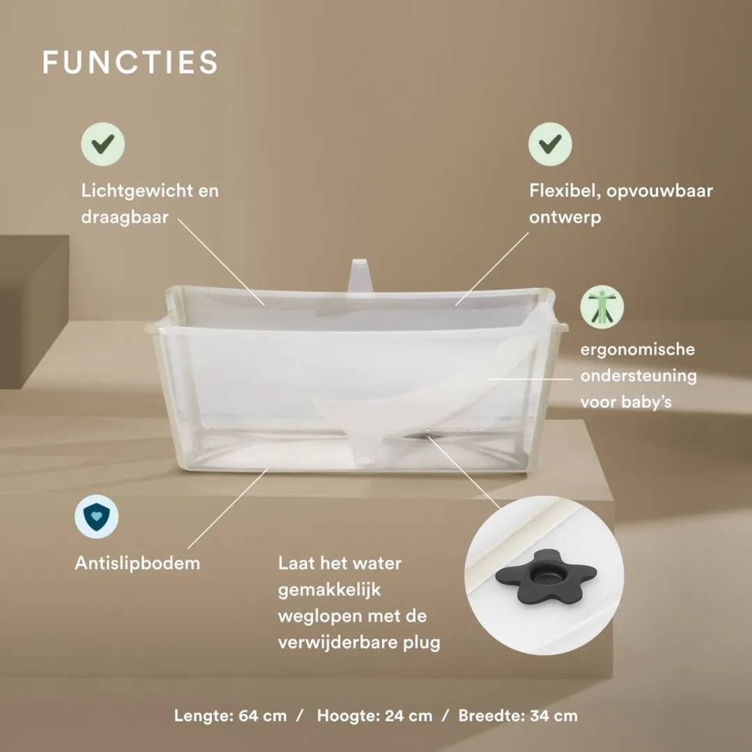 Stokke Flexi Bath Sandy Beige - Babybad met pasgeborensteun