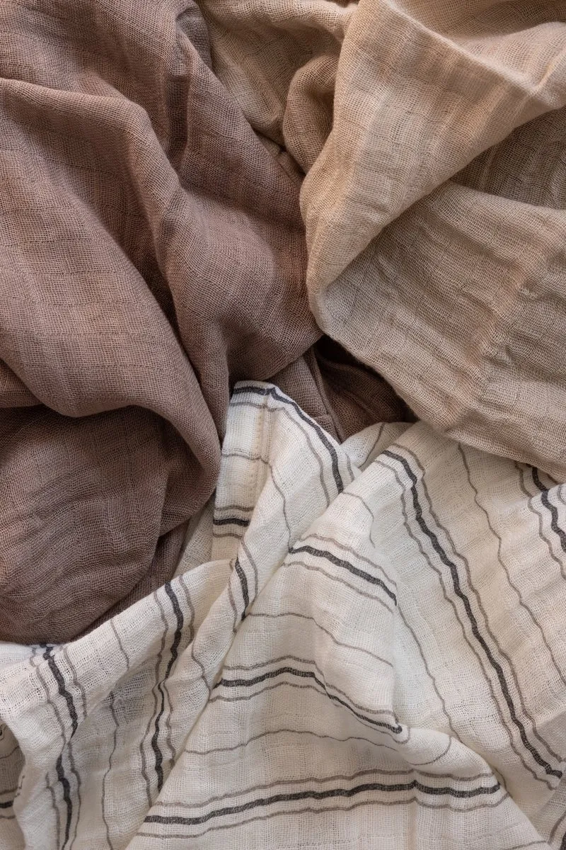 Sebra Hydrofiele Doeken 3 Stuks - Cream Stripe Beige