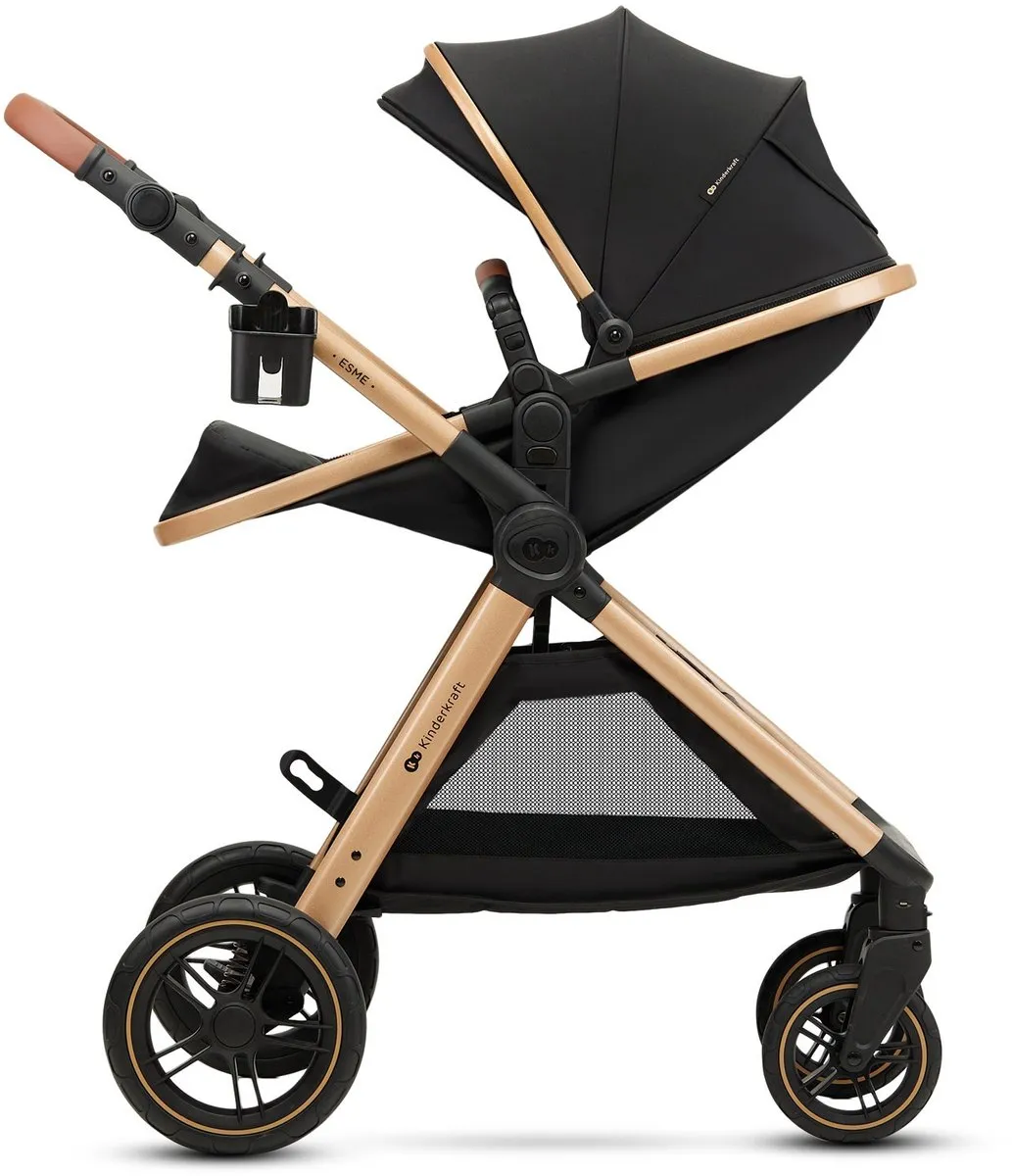 KinderKraft ESME 2-in-1 Kinderwagen - Combi Wieg & Wandelwagen - Zwart