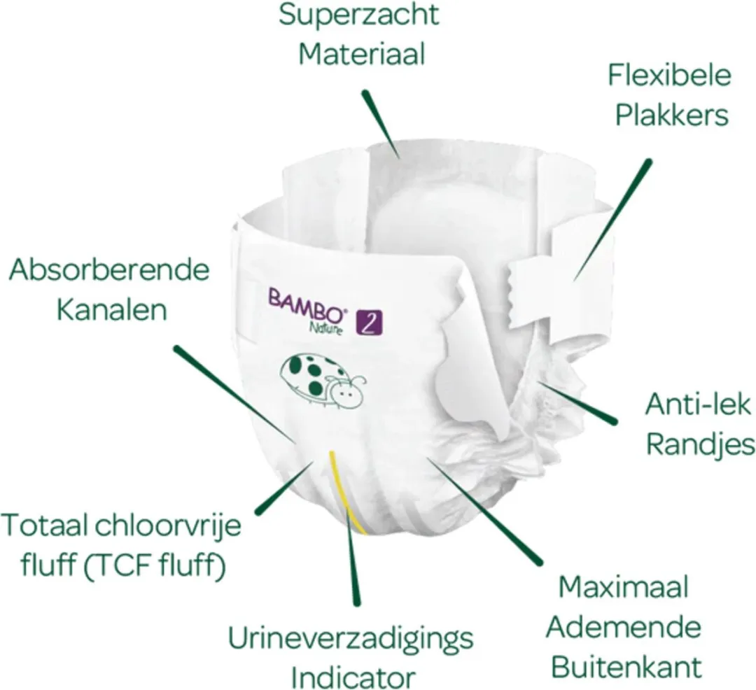 BAMBO Nature Luiers Maat 2 3-6kg - 60 Stuks