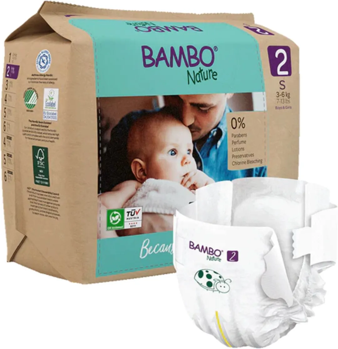 BAMBO Nature Luiers Maat 2 3-6kg - 60 Stuks