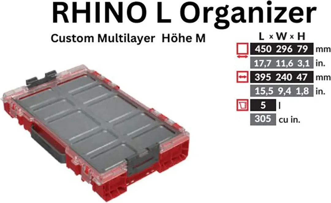 Toolbrothers RHINO L Organizer ULTRA Hoogte M - 5L - Rood
