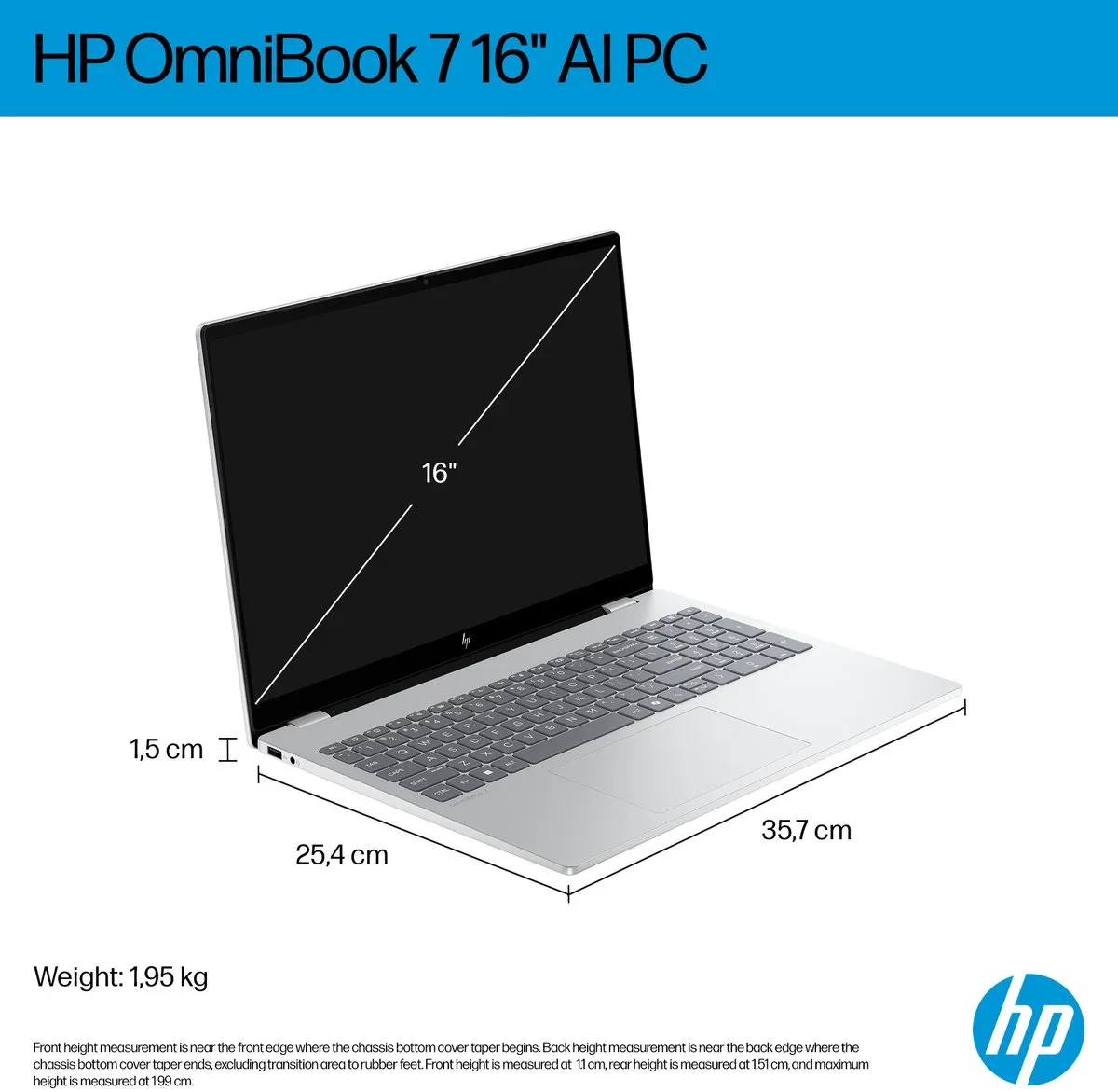 HP OmniBook 7 AI 16-ay0772nd - Creator Laptop - 2K OLED - Intel® Core™ Ultra 7 Processor 255H - 16 inch - 1,91 kg - 120 Hz