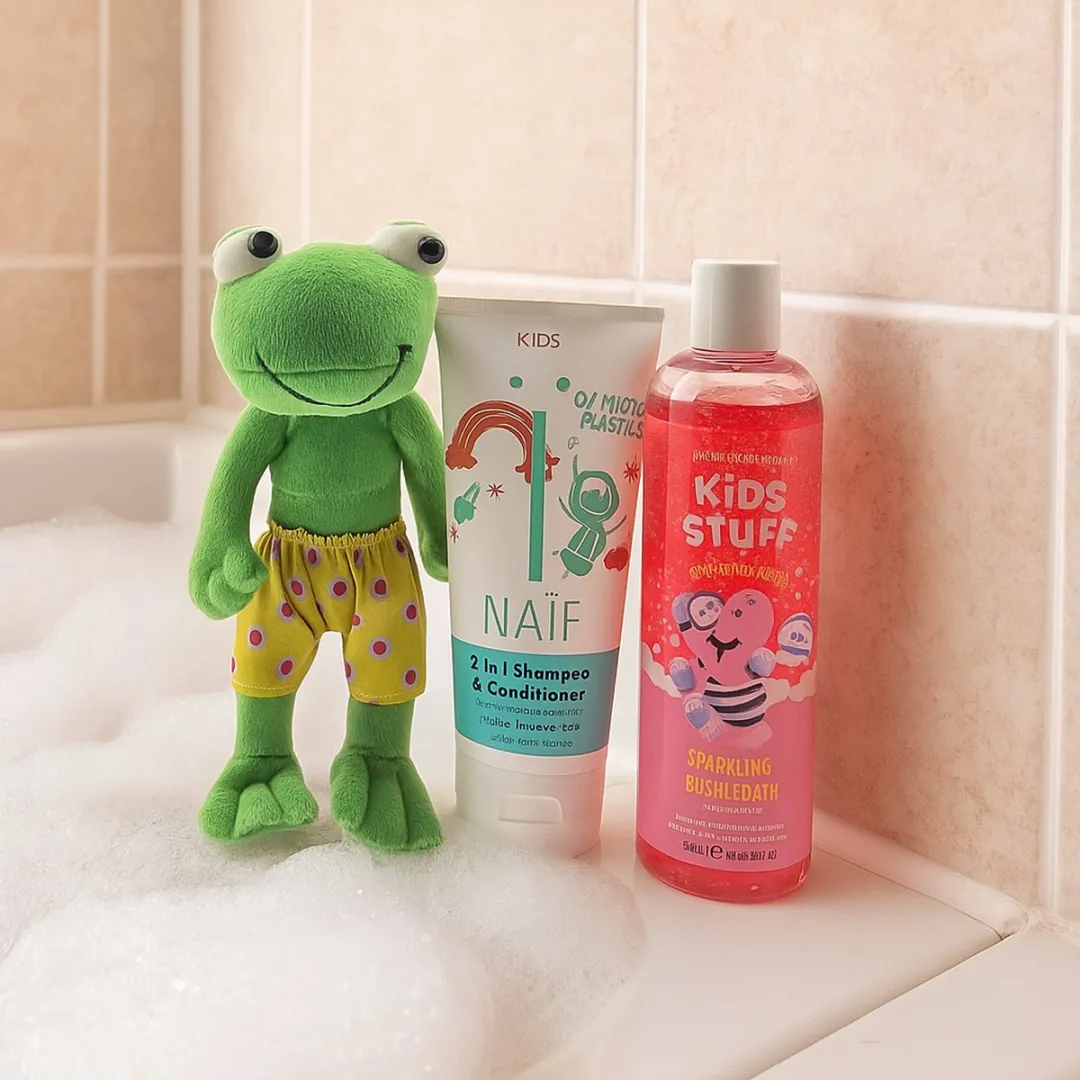 Naïf Kids Shampoo & Bad Kikker Cadeauset - Geel/Roz/Groen