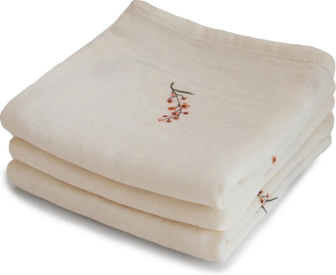 Mushie Multidoek Muslin Flowers 3 Stuks