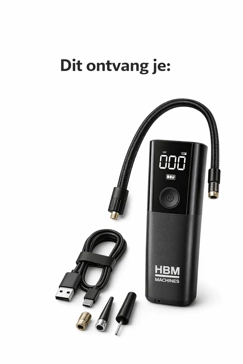 HBM JAW-001 Elektrische Fietspomp & Luchtcompressor 120W - Oplaadbaar