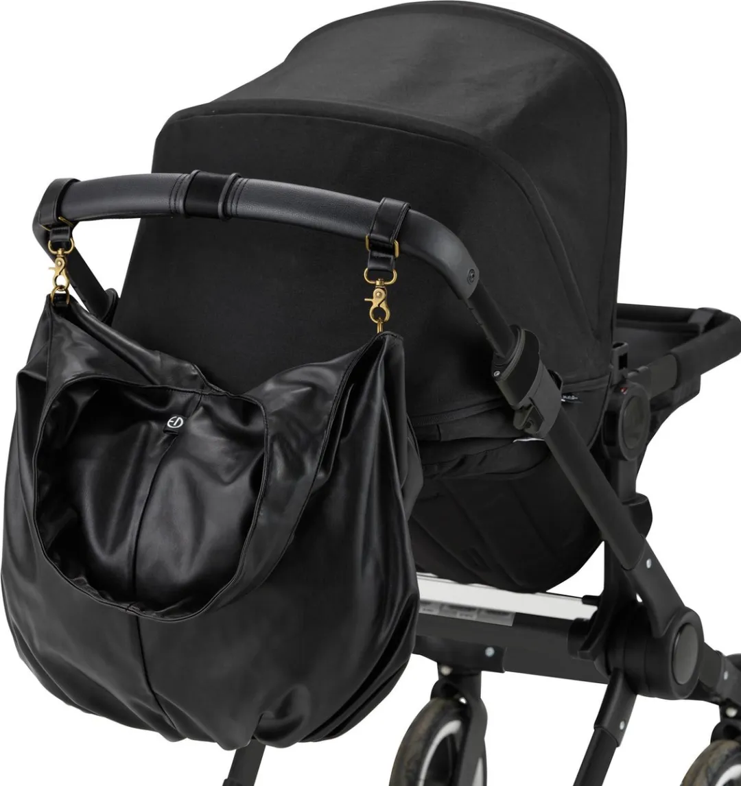 Elodie Soft Draped Tote Luiertas - Zwart Vegan Leder