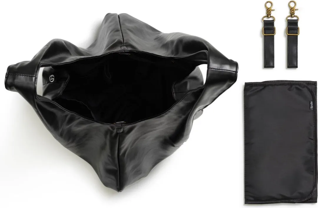 Elodie Soft Draped Tote Luiertas - Zwart Vegan Leder
