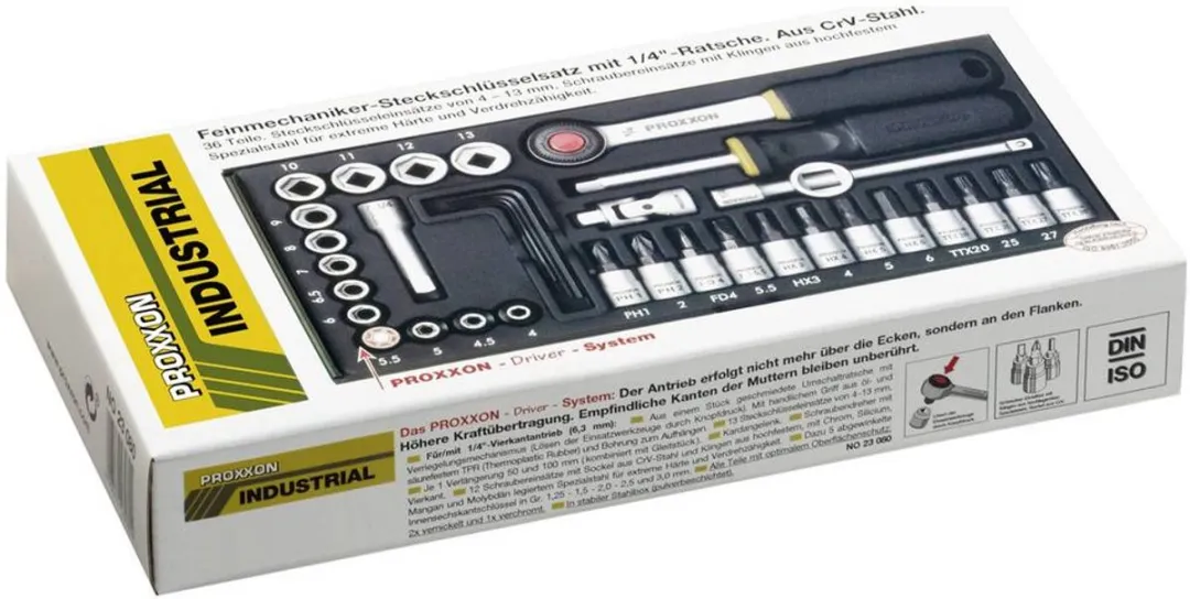 Proxxon 23080 Dopsleutelset Metrisch 1/4" 36-delig