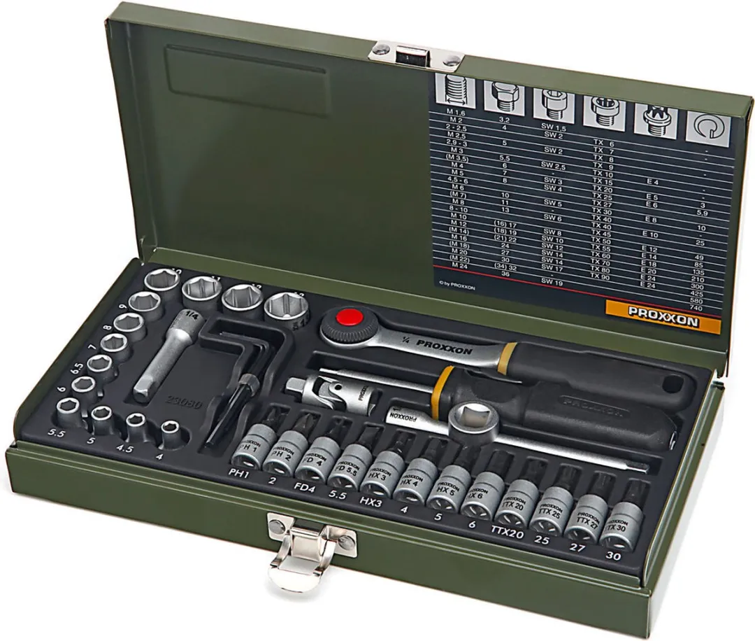 Proxxon 23080 Dopsleutelset Metrisch 1/4" 36-delig