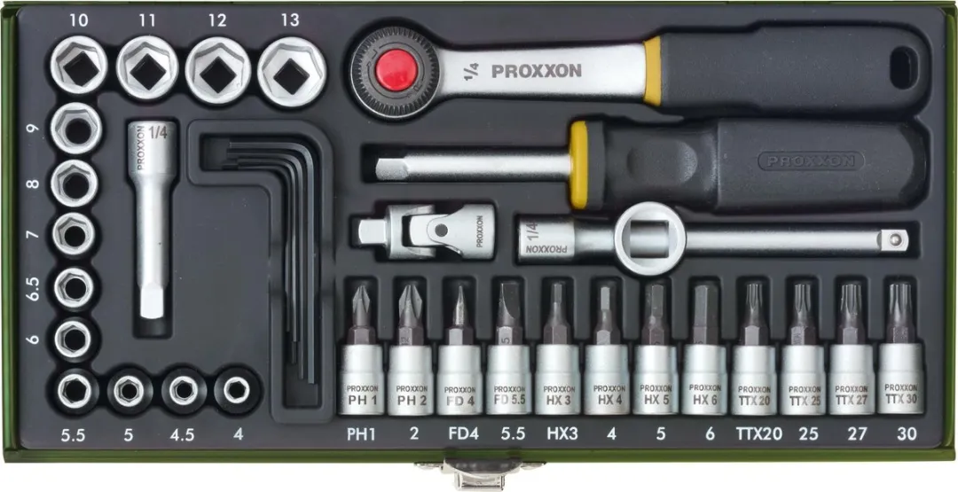 Proxxon 23080 Dopsleutelset Metrisch 1/4" 36-delig