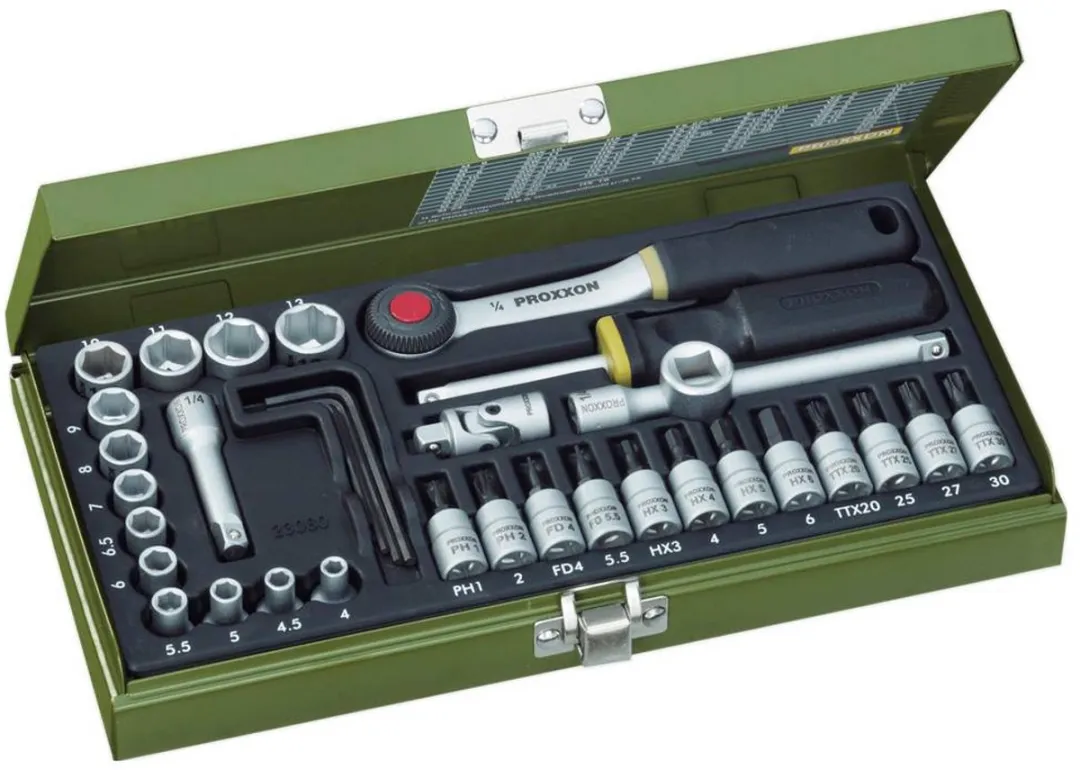 Proxxon 23080 Dopsleutelset Metrisch 1/4" 36-delig