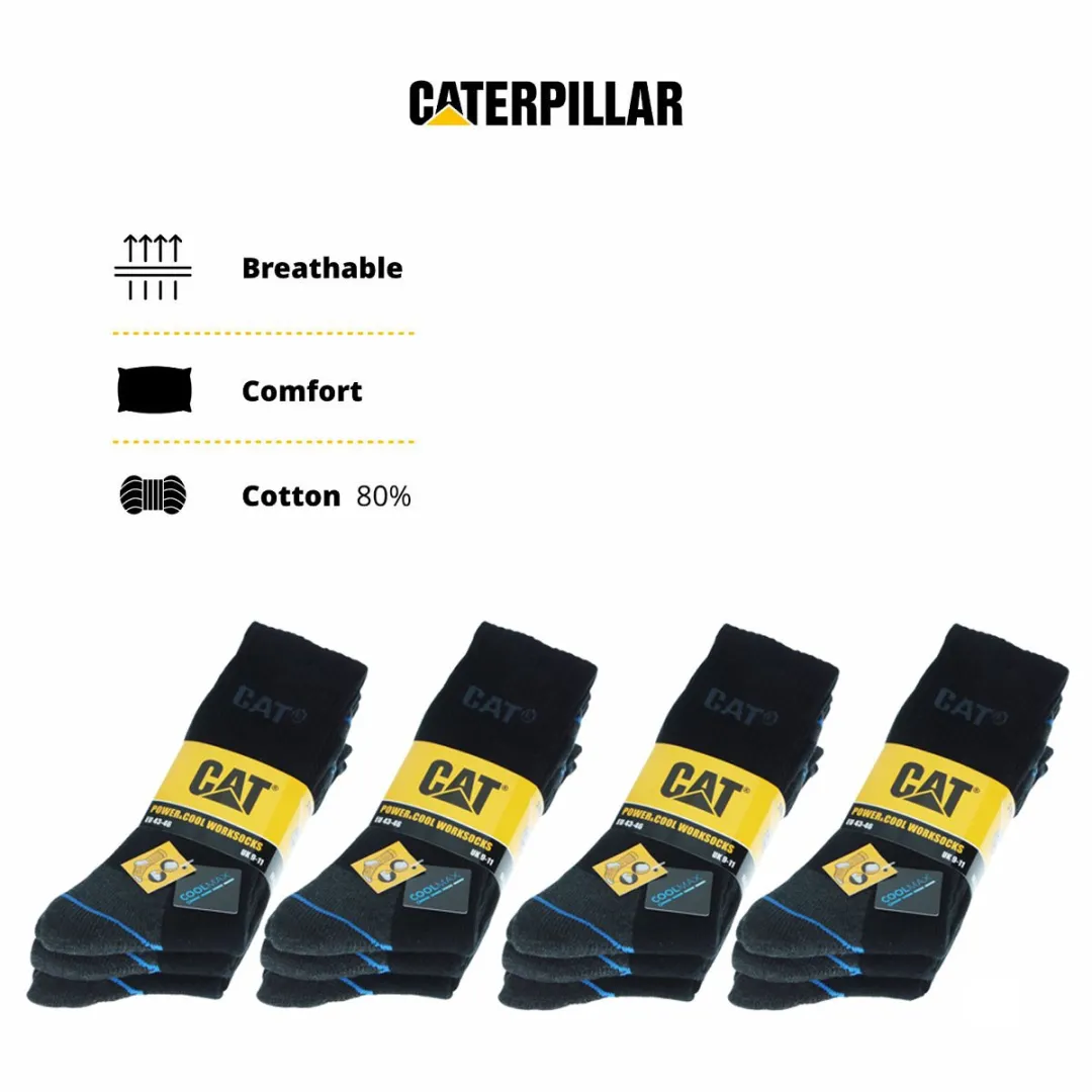 Caterpillar Power Cool Werksokken 12 Paar - Kuithoogte - Zwart