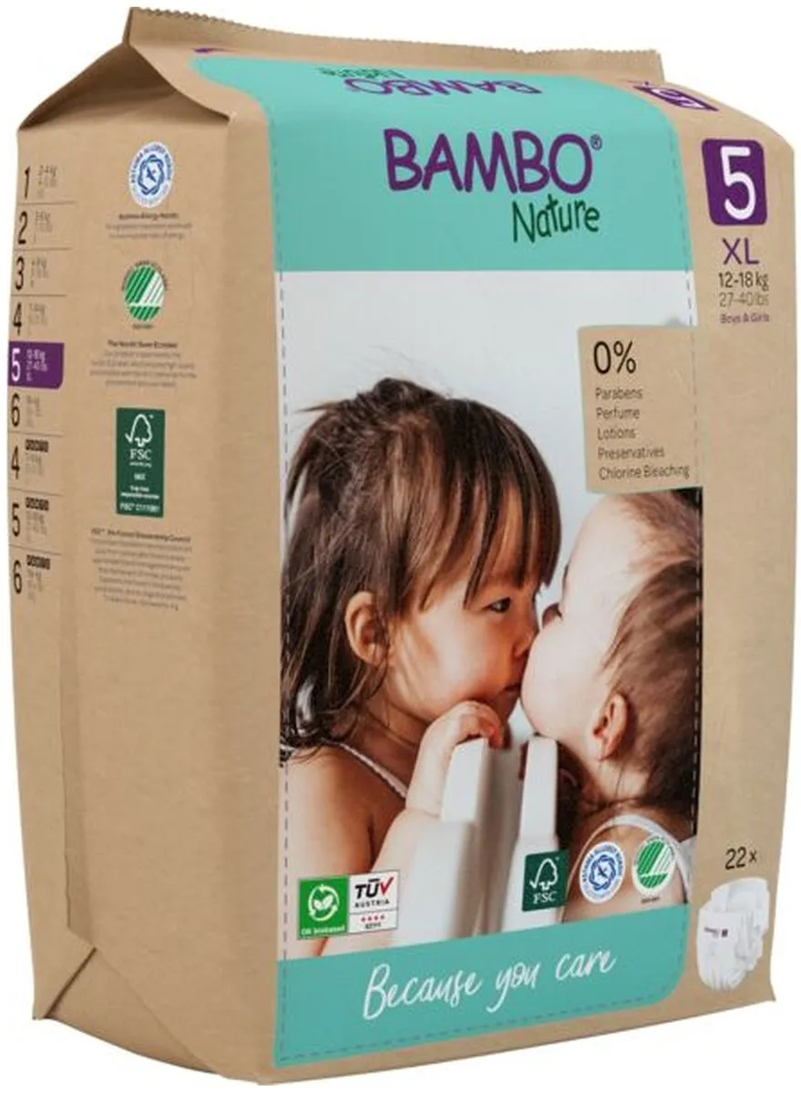 BAMBO Nature Luiers Maat 5 12-18kg - 22 Stuks