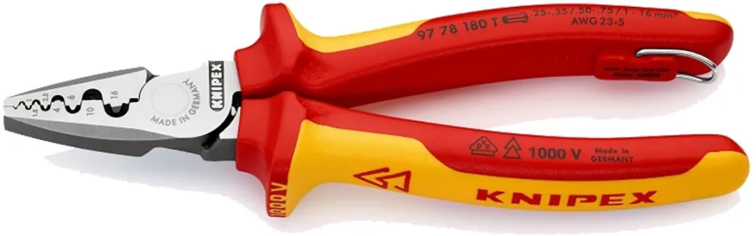 Knipex 97 78 180 T Krimptang Adereindhulzen 0.25-16mm²