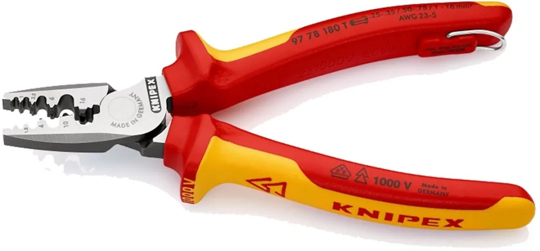 Knipex 97 78 180 T Krimptang Adereindhulzen 0.25-16mm²