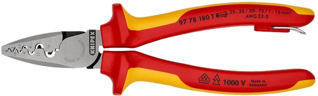 Knipex 97 78 180 T Krimptang Adereindhulzen 0.25-16mm²
