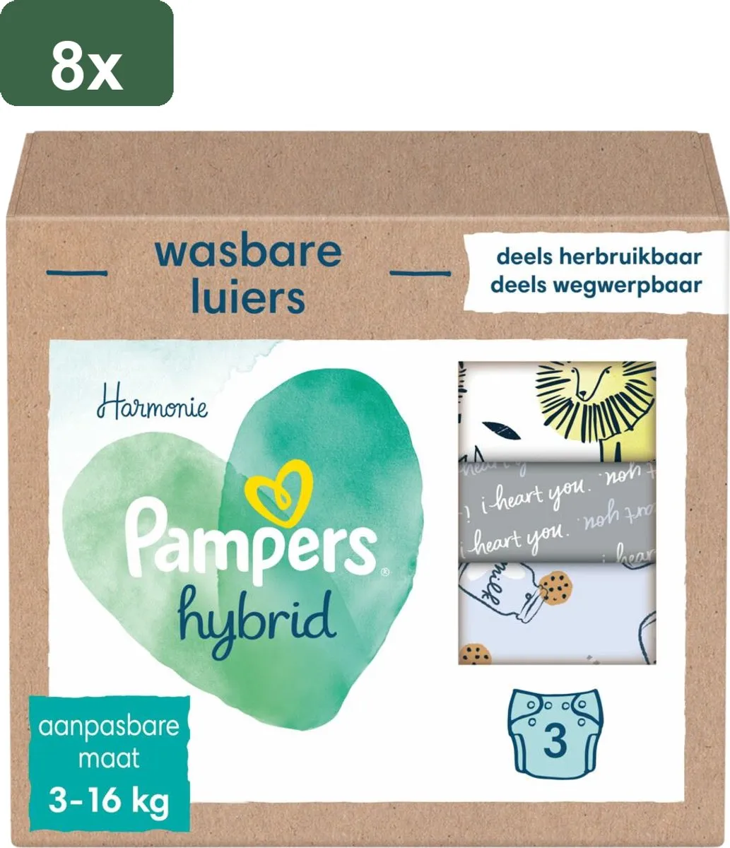 Pampers Harmonie Hybrid Wasbare Luiers - 8 x 3 stuks - Voordeelverpakking