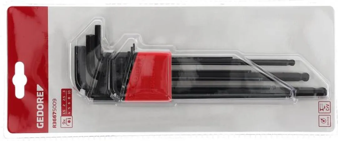 Gedore RED R36675009 Haakse Stiftsleutelset - 9-delig - Rood