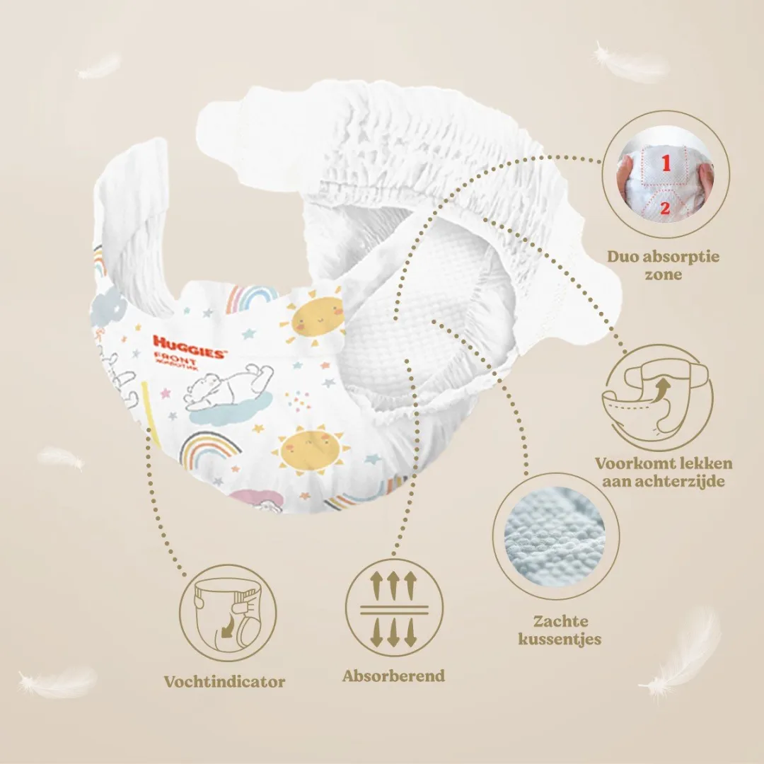 Huggies® Extra Care baby luiers, Maat 3 (6 tot 10 kg), 96 luiers met vochtindicator en Disney designs, Maxi Pack
