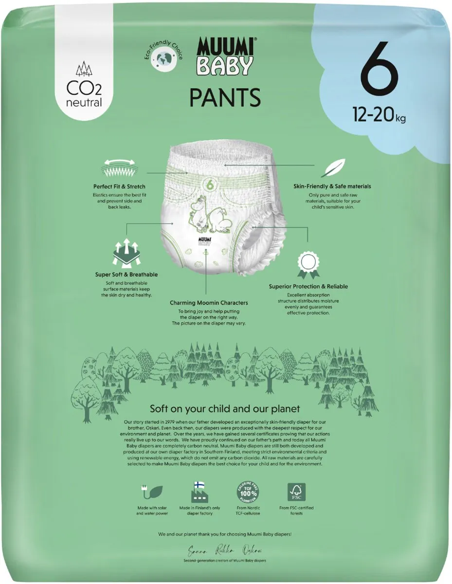 Muumi Baby Eco Luierbroekjes - Maat 6 - 36 Stuks 12-20 kg - Hypoallergeen - Gevoelige Huid - Parfumvrij