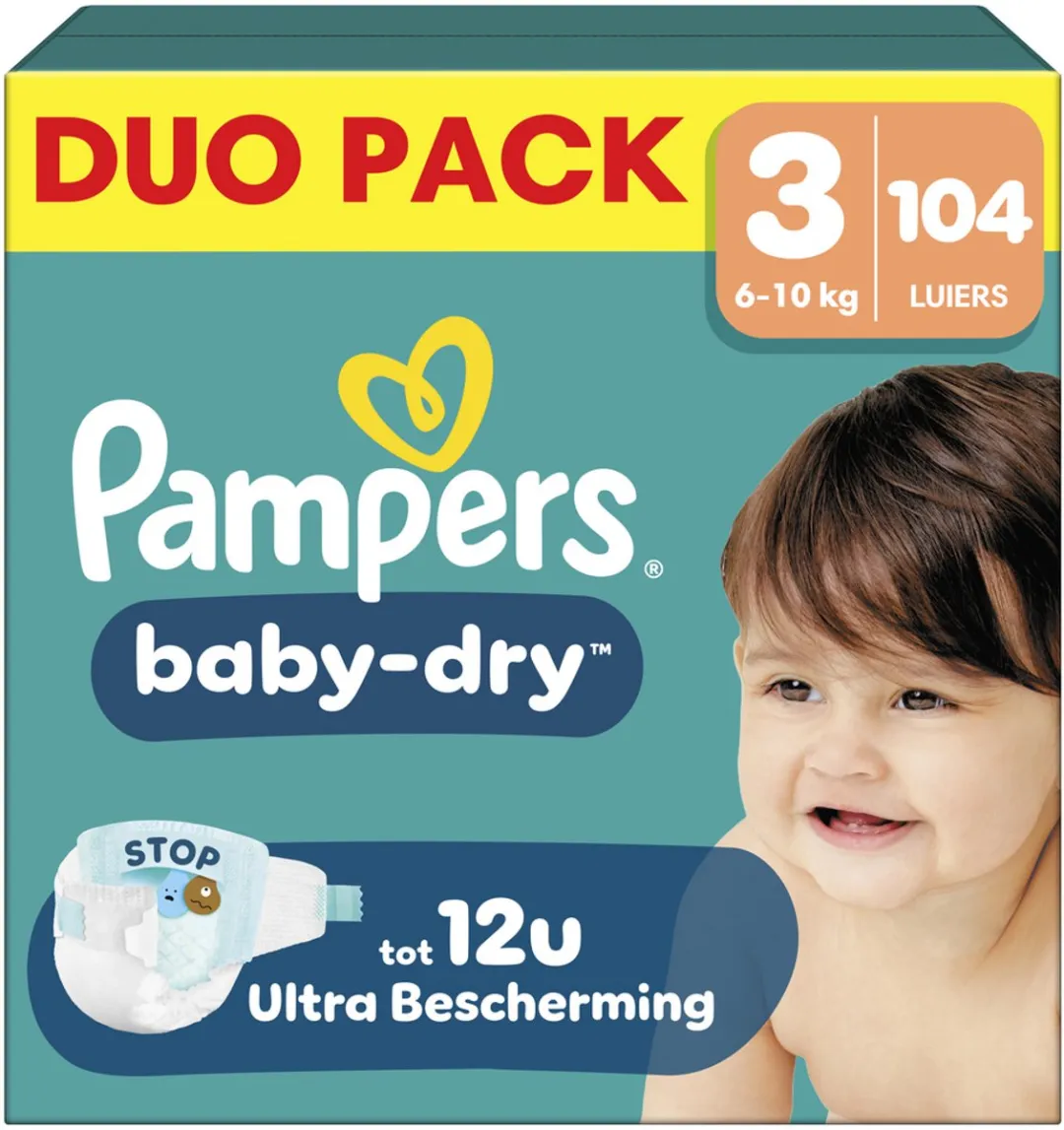 Pampers Baby-Dry Maat 3 Luiers 104 Stuks