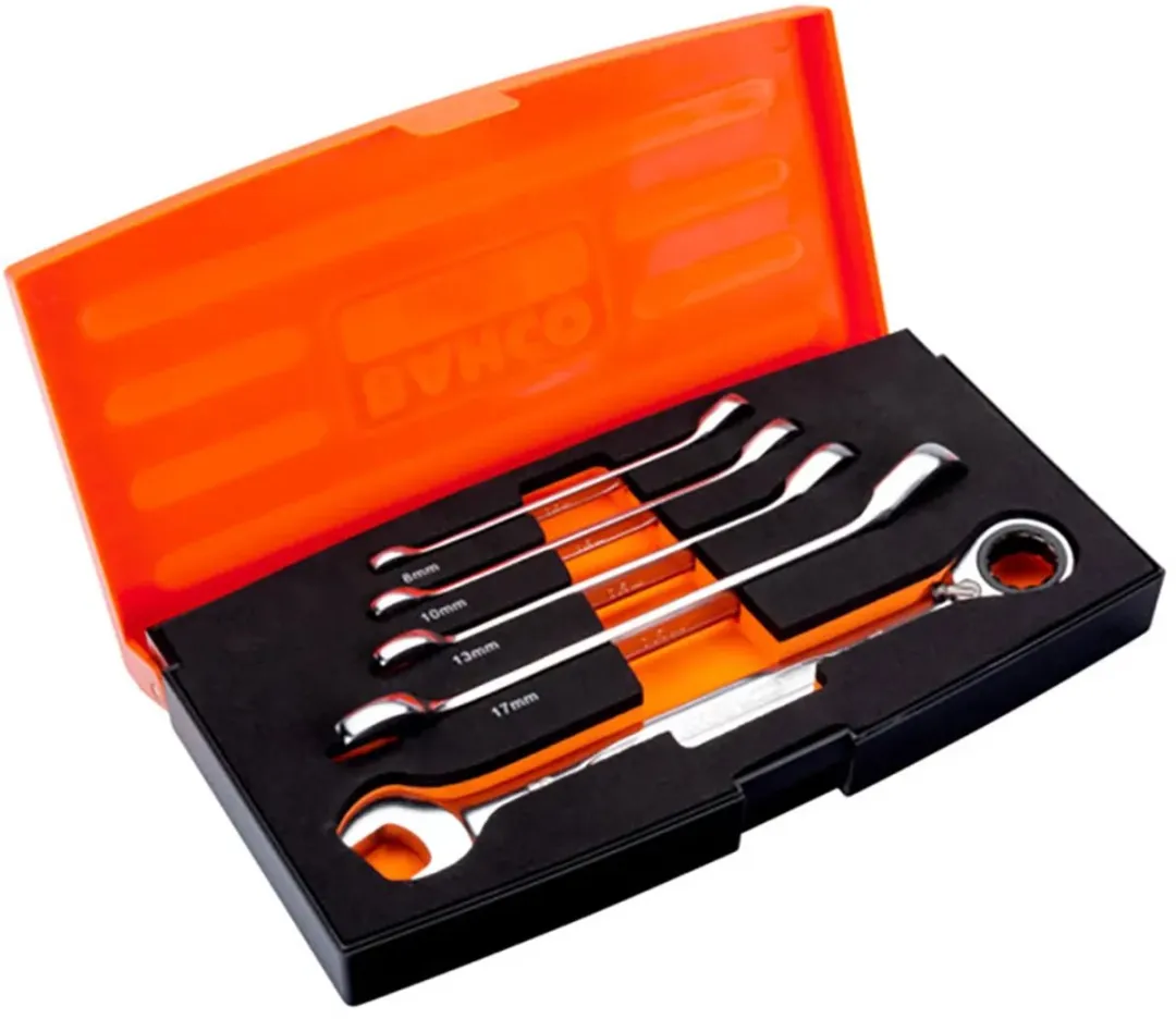 Bahco 1RM/S5 Steek-ringsleutelratelset 5-delig 8-19mm