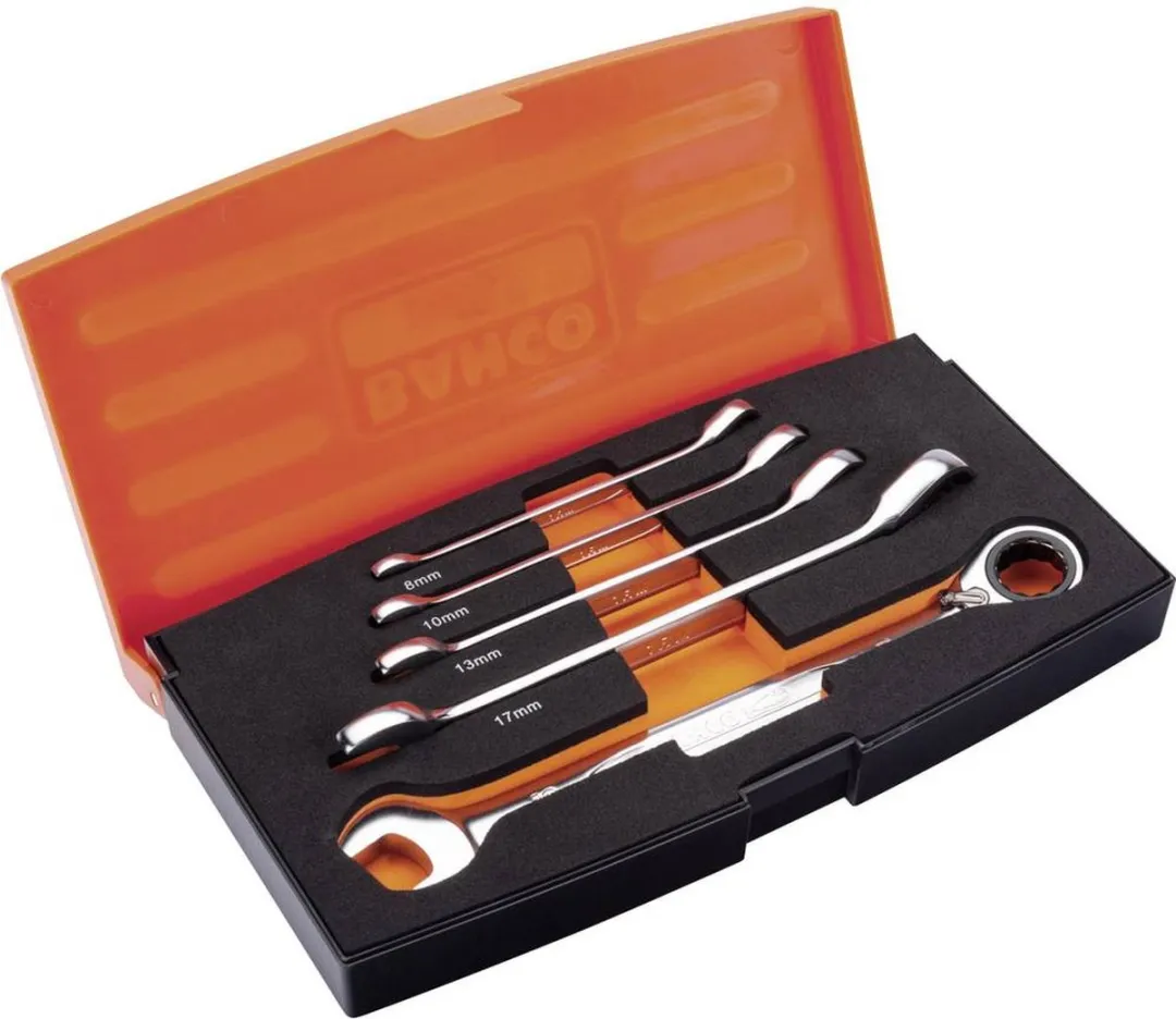 Bahco 1RM/S5 Steek-ringsleutelratelset 5-delig 8-19mm
