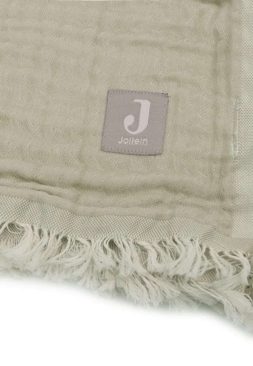 Jollein Baby Deken Ledikant 120x120cm - Fringe Olive Green/Ivory