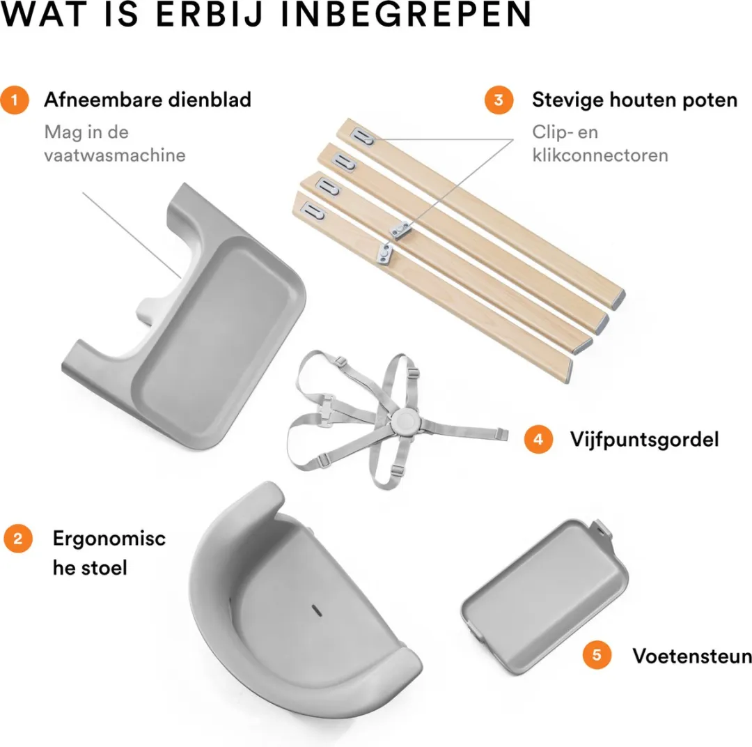 Stokke Clikk Kinderstoel Cloud Grey - Alles-in-één