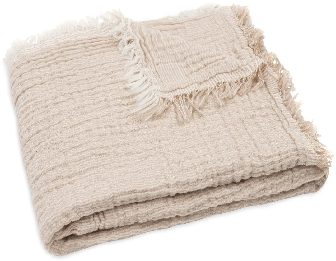 Jollein Deken Wieg Jersey 75x100cm - Fringe Stripe Biscuit