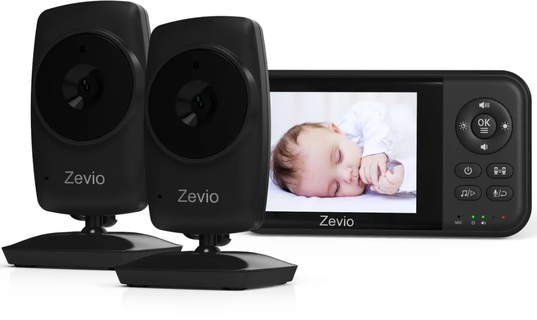 Zevio Babyfoon Comfort - Babyfoon Met 2 Camera's - Baby Monitor - Baby Camera - Zwart