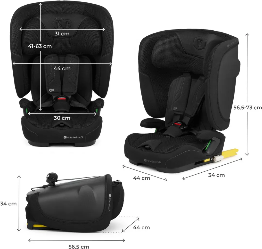 KinderKraft FIX2GO I-SIZE Autostoel 76-150cm - Groep 2/3 - Zwart