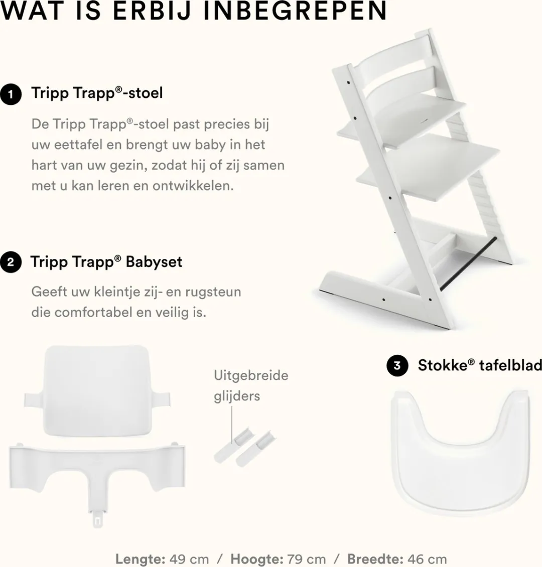 Stokke Tripp Trapp Babyset 2 - Kinderstoel met dienblad - Wit