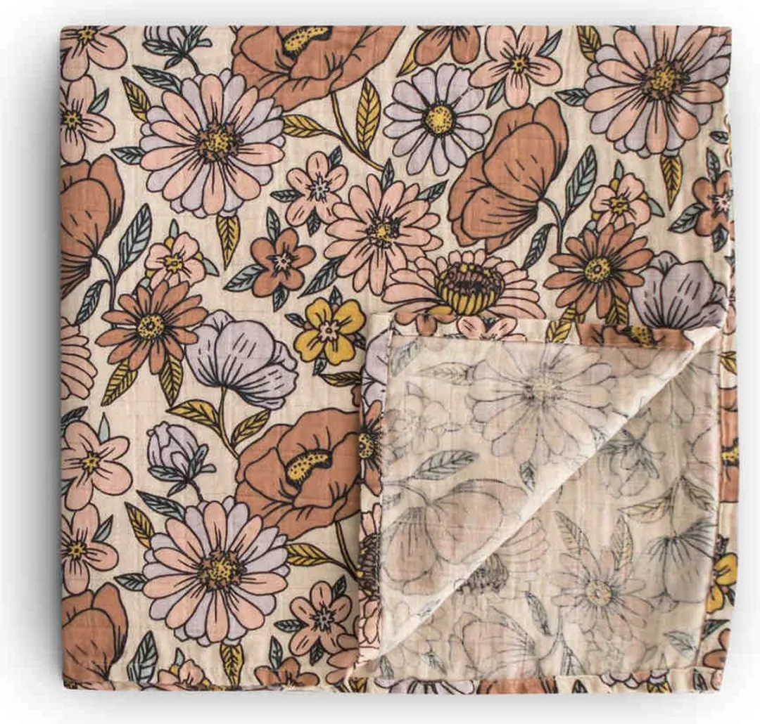 Mushie Hydrofiele Doek XL Swaddle Retro Flowers