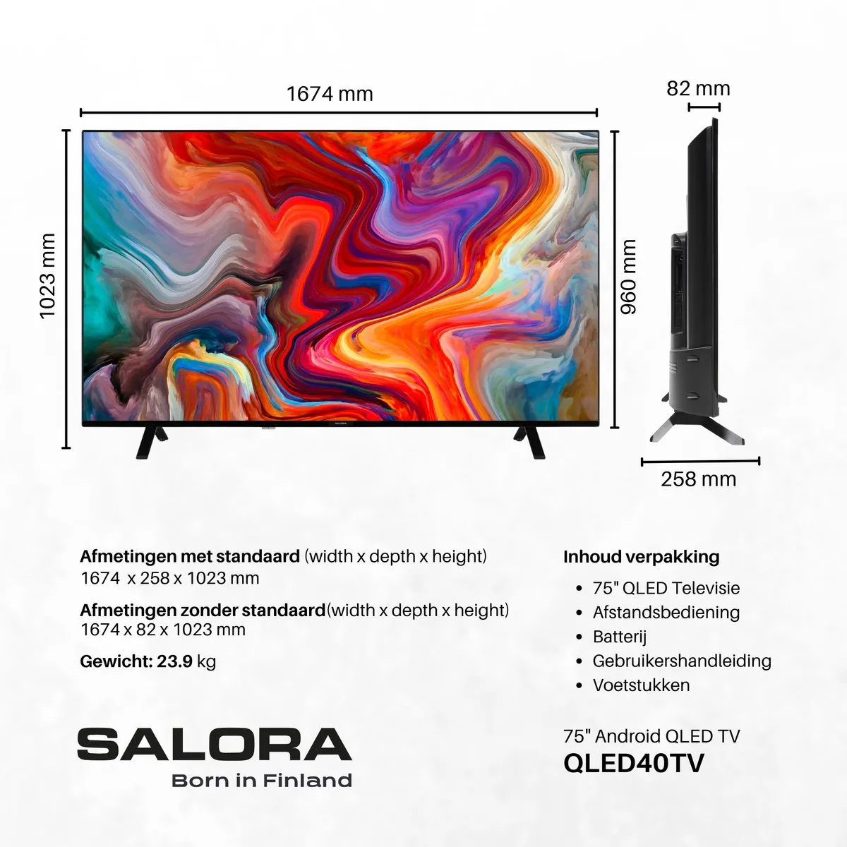 Salora 75QLED320 75 inch QLED TV - 4K Ultra HD - Zwart - afbeelding 6 van 6