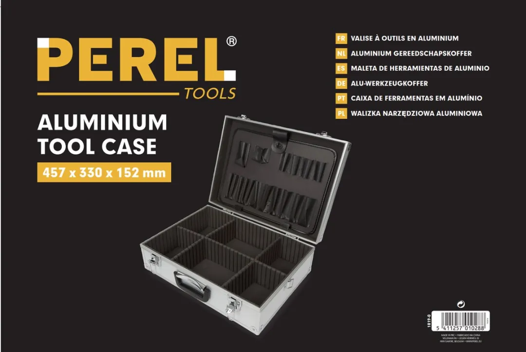 Perel Gereedschapskoffer 1819-0 - Aluminium - 457x330x152mm - Grijs/Zwart