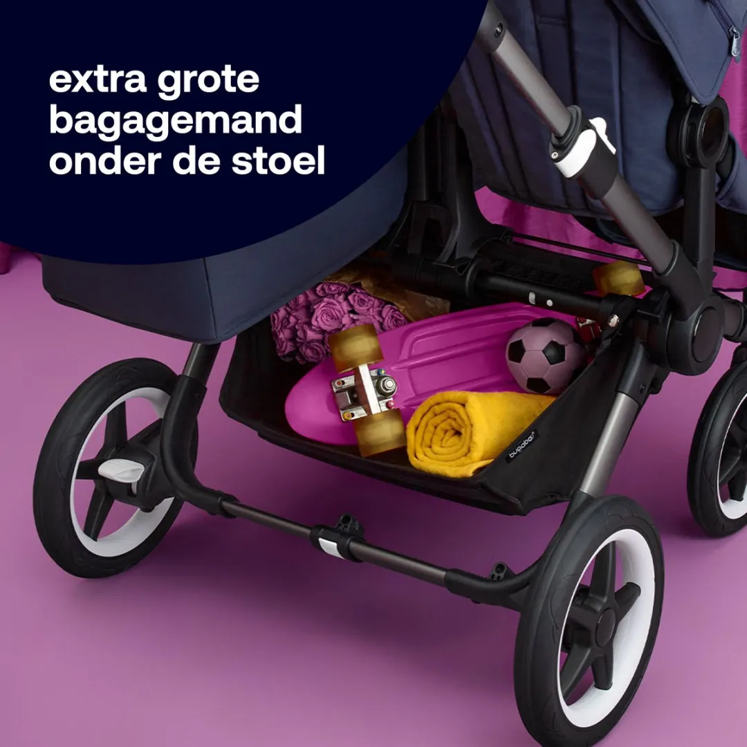 Bugaboo Donkey 5 Duo, complete uitbreidingsset, verbeterd design, omkeerbare stoel en sturen met één hand, Midnight Black